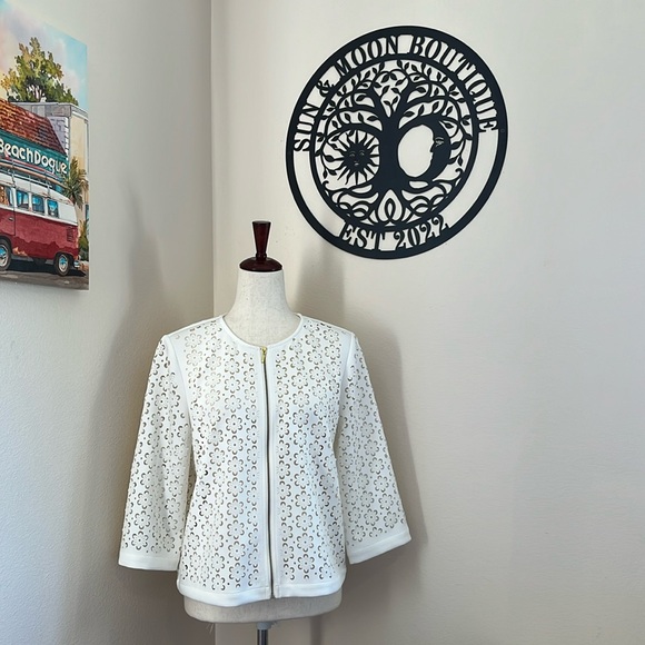 Ruby Rd. Floral Cut Out Short Cardigan/Jacket - Picture 2 of 9